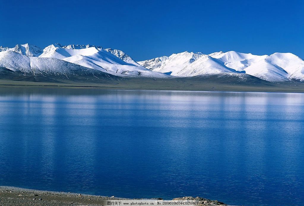 雪山 大海 蓝天 自然景观 山水风景 摄影图库 300dpi jpg