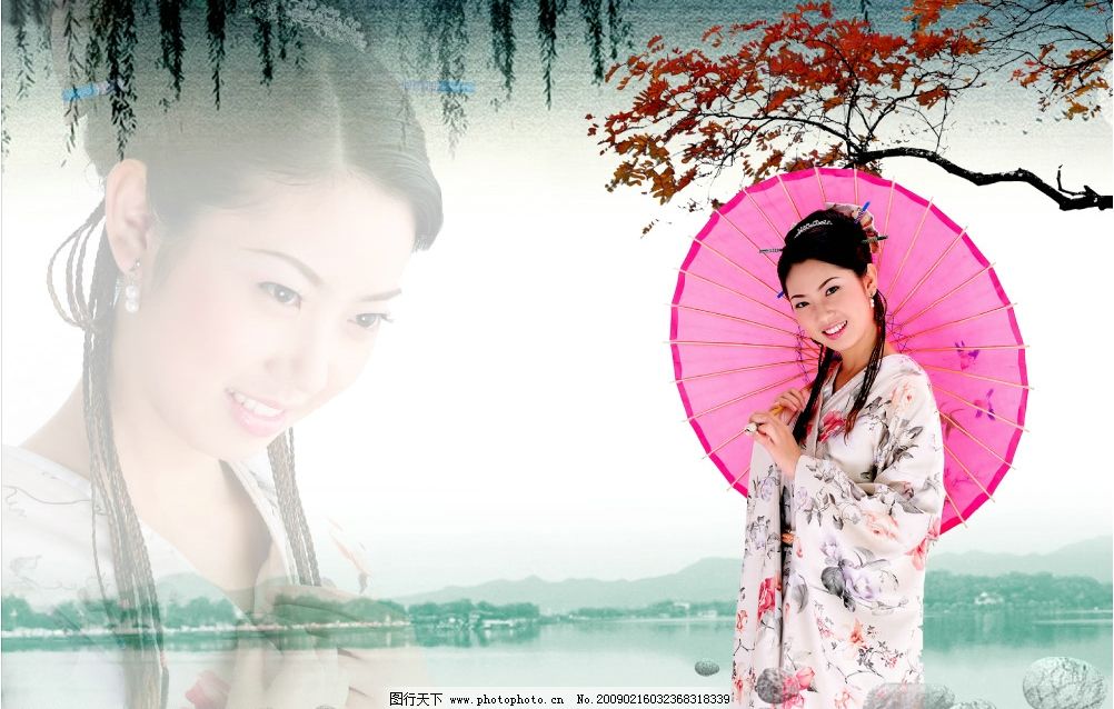 美女相册模板 烟雨江南图片_婚纱摄影模板_影