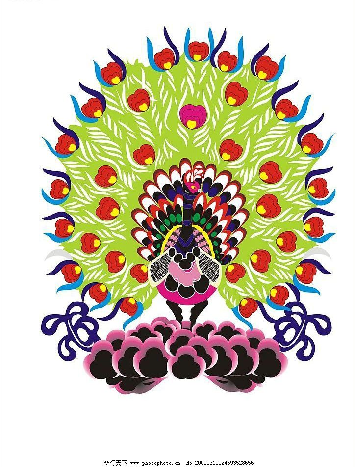 孔雀 羽毛 爱心 花纹 云朵 生物世界 鸟类 矢量图库 cdr图片