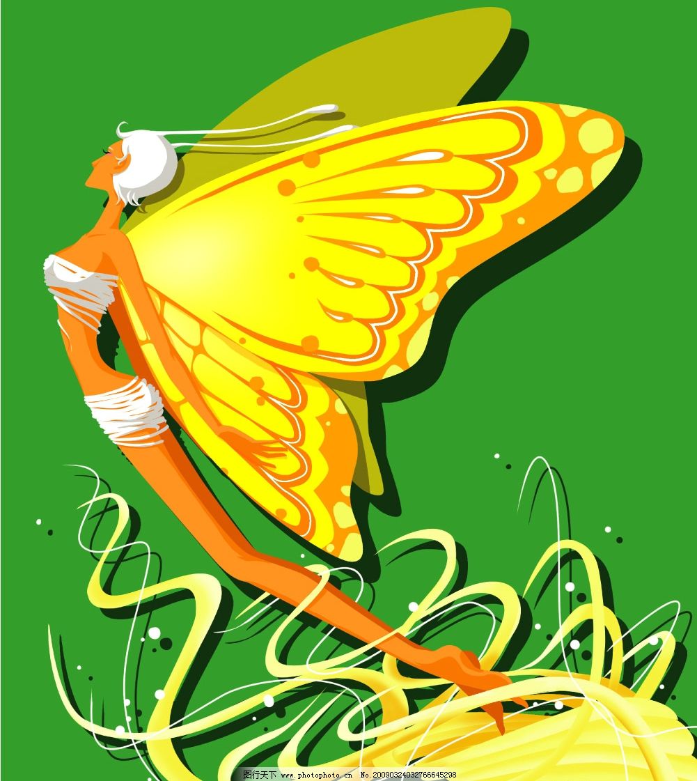 蝶变图片,时尚插图 时尚插画 蝴蝶 女 幻想 人物